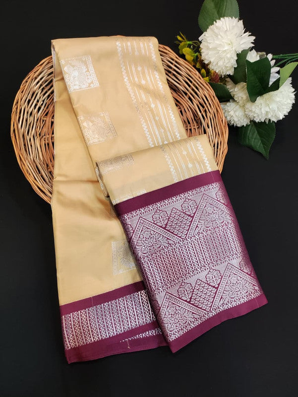 Sundari Semi Silk Saree with elegant zari work for wedding wear