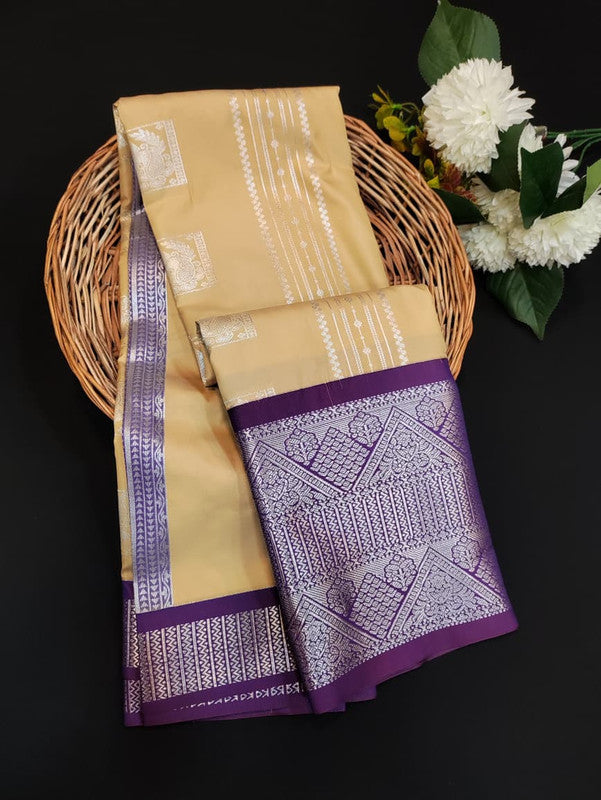 Sundari Semi Silk Saree with elegant zari work for wedding wear