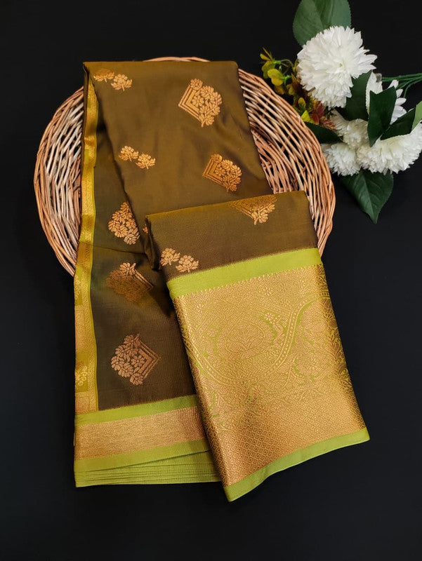 Sundari Semi Silk Saree with elegant zari work for wedding wear