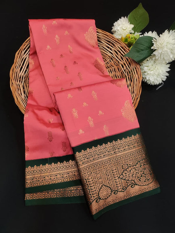 Sundari Semi Silk Saree with elegant zari work for wedding wear