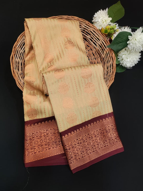 Sundari Semi Silk Saree with elegant zari work for wedding wear