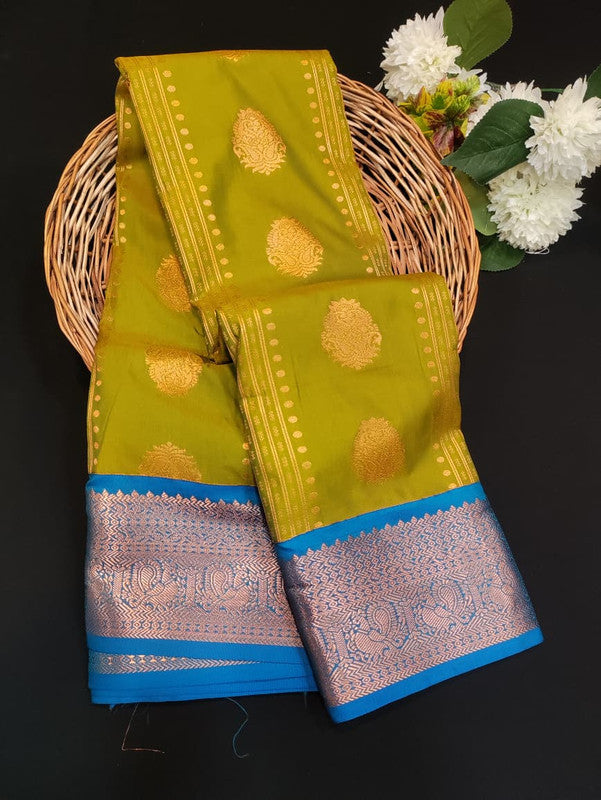 Sundari Semi Silk Saree with elegant zari work for wedding wear