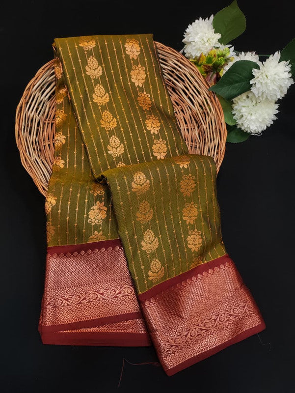 Sundari Semi Silk Saree with elegant zari work for wedding wear