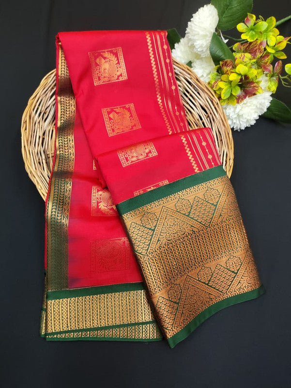 Sundari Semi Silk Saree with elegant zari work for wedding wear