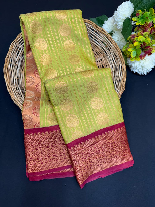 Sundari Semi Silk Saree with elegant zari work for wedding wear
