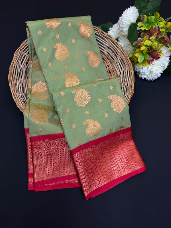 Sundari Semi Silk Saree with elegant zari work for wedding wear
