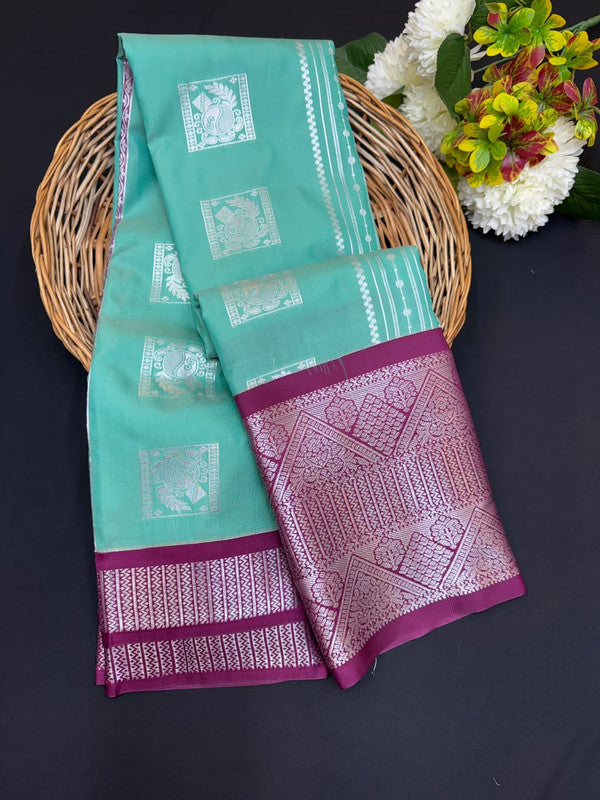 Sundari Semi Silk Saree with elegant zari work for wedding wear