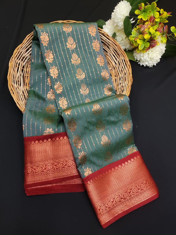 Sundari Semi Silk Saree with elegant zari work for wedding wear
