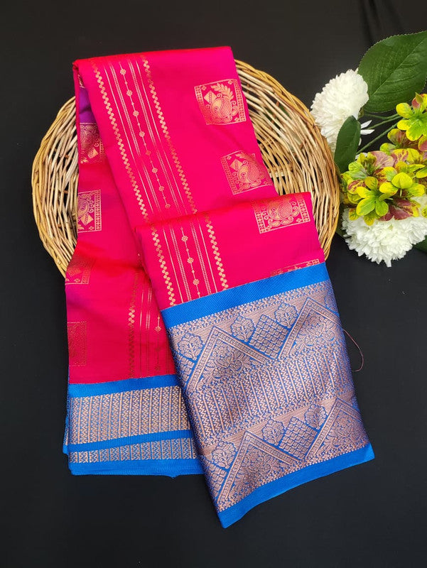 Sundari Semi Silk Saree with elegant zari work for wedding wear
