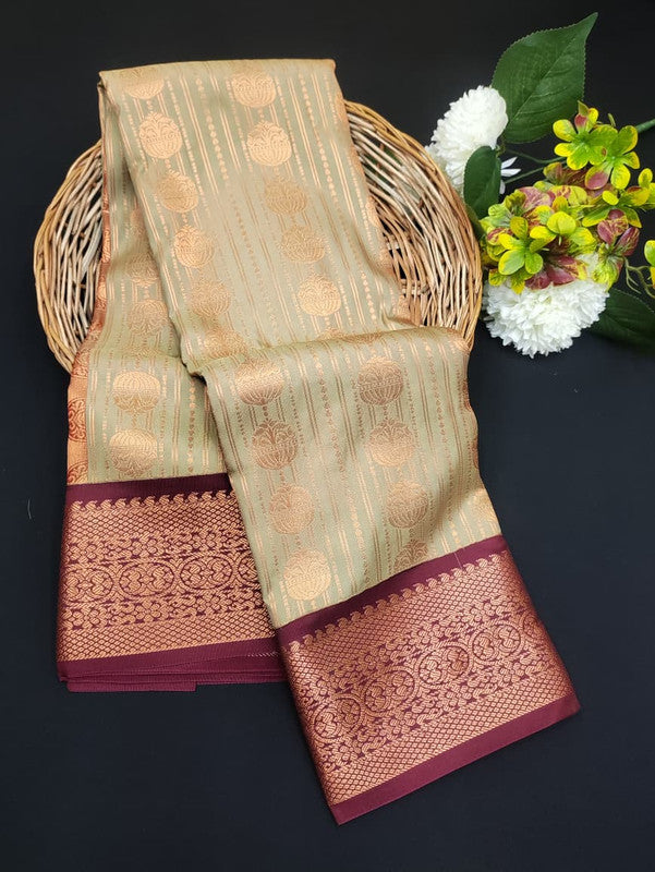 Sundari Semi Silk Saree with elegant zari work for wedding wear