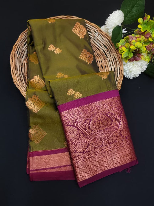 Sundari Semi Silk Saree with elegant zari work for wedding wear