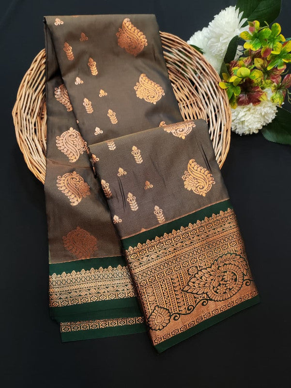 Sundari Semi Silk Saree with elegant zari work for wedding wear