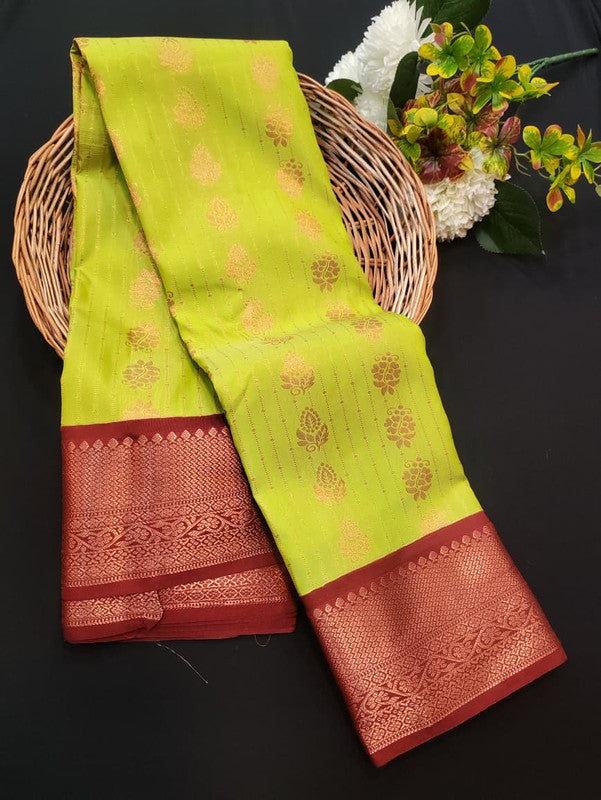 Sundari Semi Silk Saree with elegant zari work for wedding wear