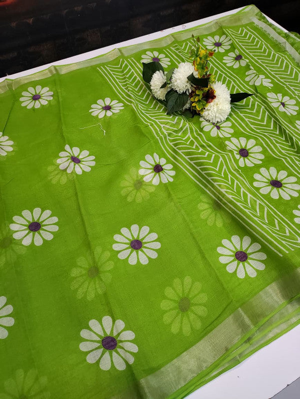 Soft Linen Saree | Printed Design | Take 5 Saree Each saree Rs.199/- SLP04