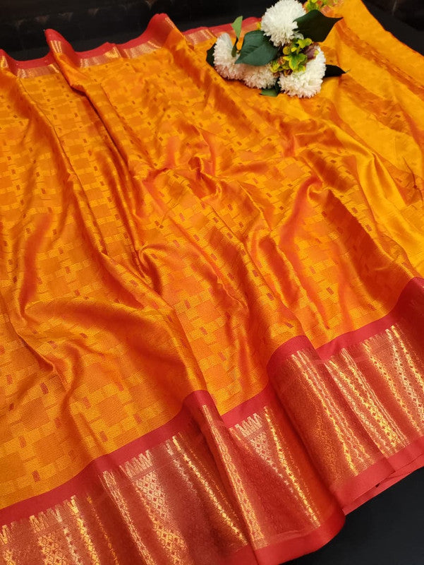 Kottanch Mayil Zari Silk Saree for festival wear with contrast blouse