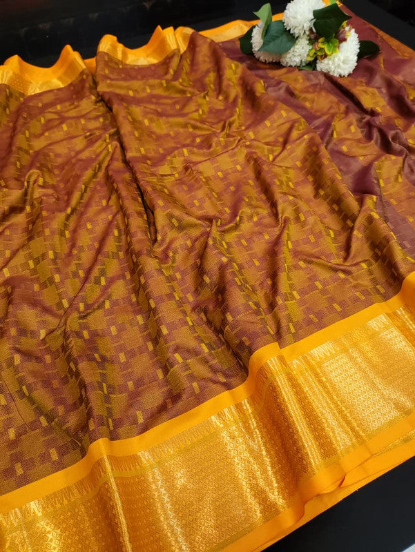 Kottanch Mayil Zari Silk Saree for festival wear with contrast blouse