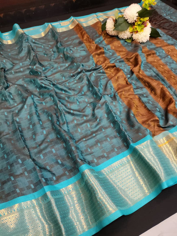 Kottanch Mayil Zari Silk Saree for festival wear with contrast blouse