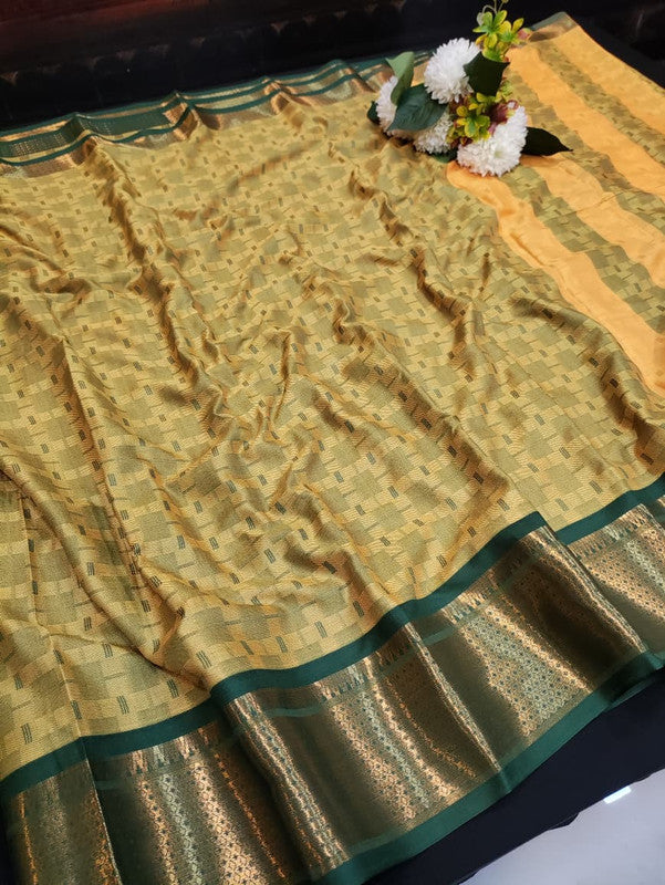 Kottanch Mayil Zari Silk Saree for festival wear with contrast blouse