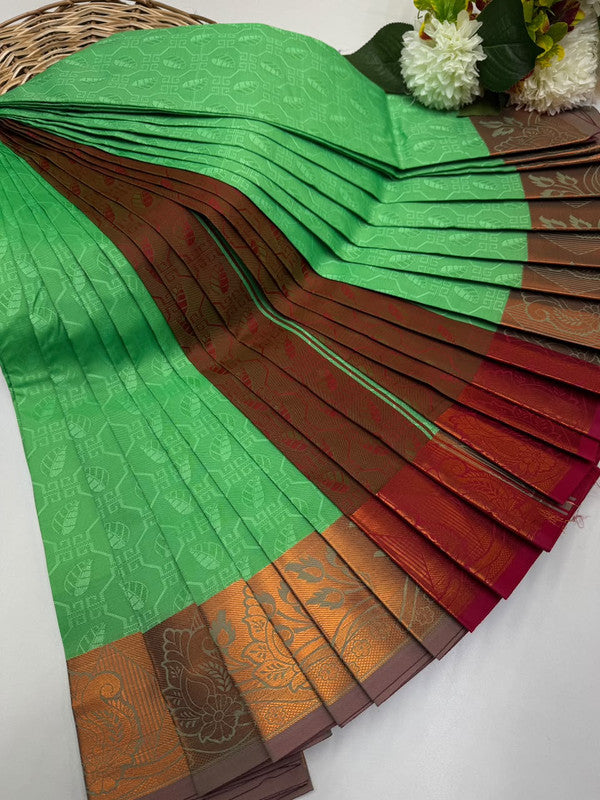 Premium Poontamil Soft Silk Saree with Jacquard Blouse for Festival Wear