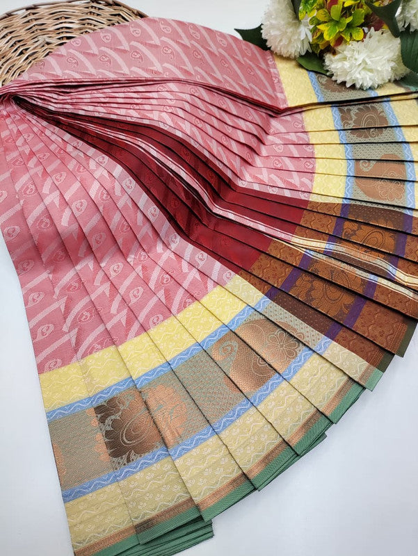 Premium Poontamil Soft Silk Saree with Jacquard Blouse for Festival Wear