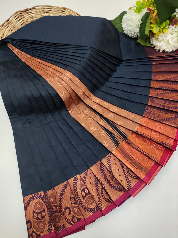 Premium Poontamil Soft Silk Saree with Jacquard Blouse for Festival Wear