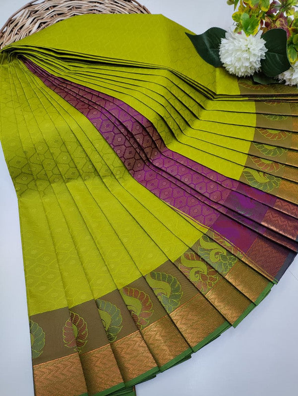 Premium Poontamil Soft Silk Saree with Jacquard Blouse for Festival Wear
