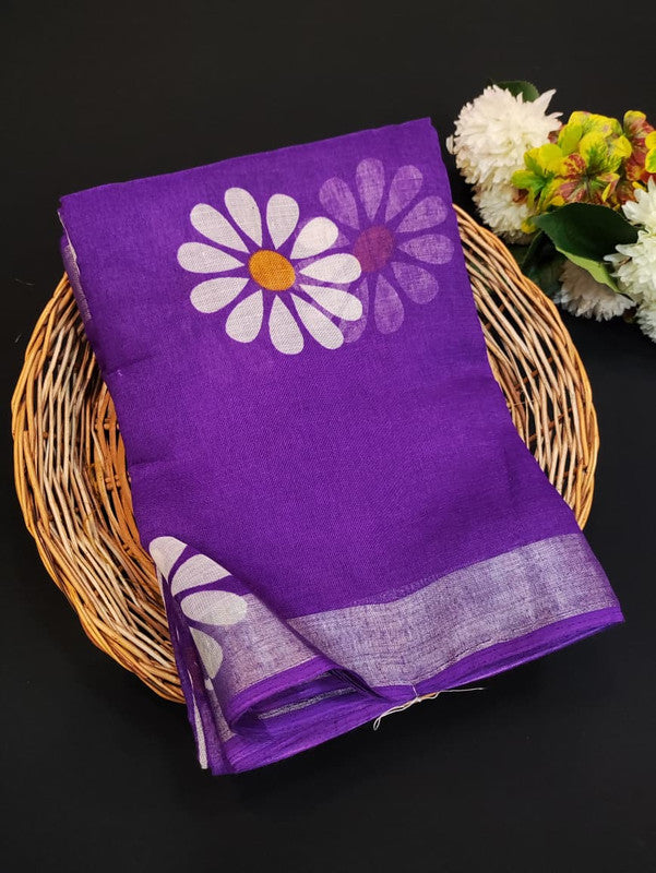 Flower Soft Linen Saree | Elegant Saree|Take 5 Saree Each saree Rs.199/ FL10