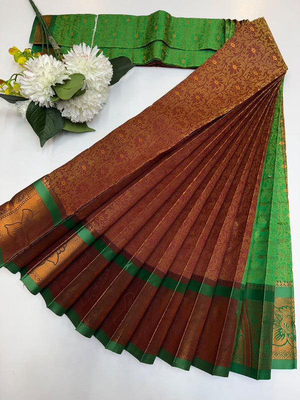 Premium bridal saree in bridal soft silk type fabric with zari work