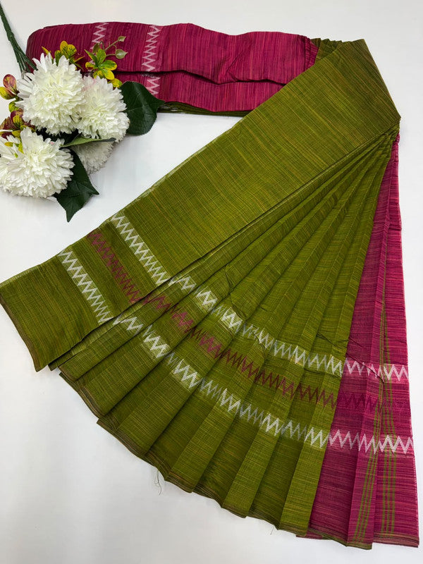 Dyed Cotton Saree | Zari Border & Plain Blouse | DC23