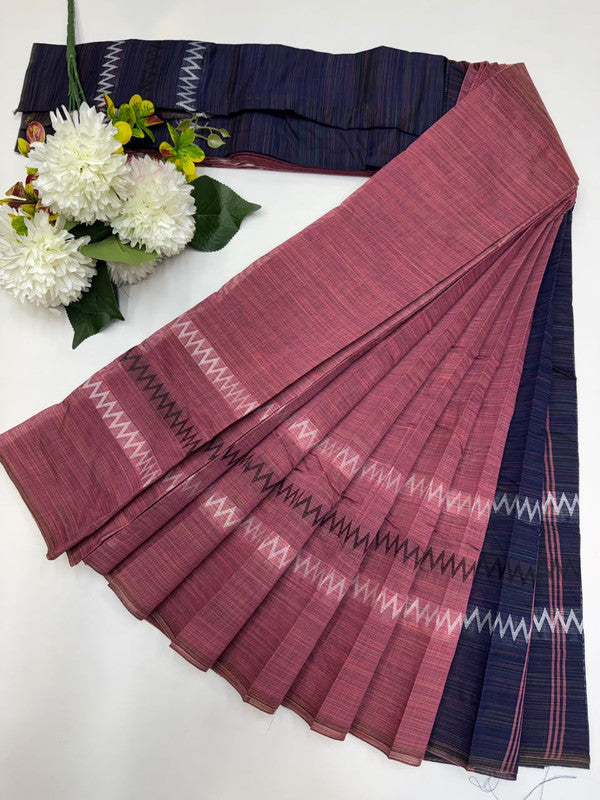 Dyed Cotton Saree | Zari Border & Plain Blouse | DC22