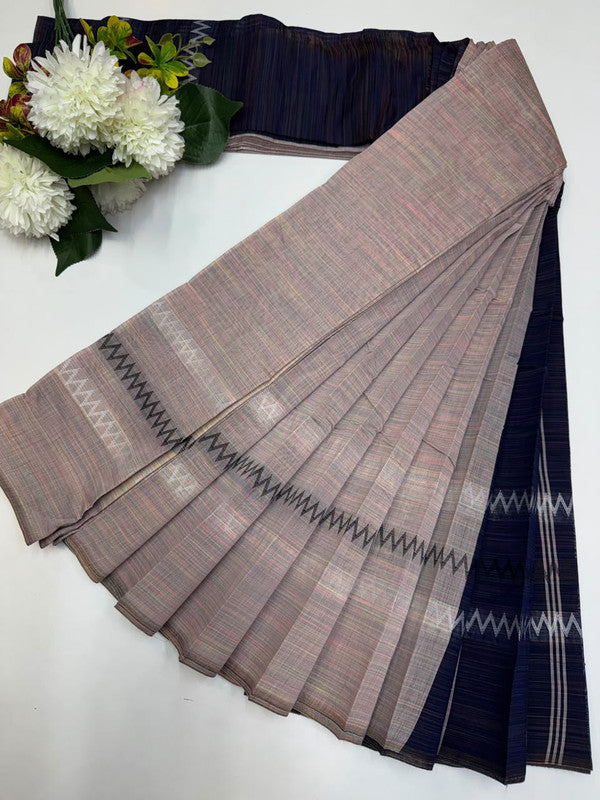 Dyed Cotton Saree | Zari Border & Plain Blouse | DC17