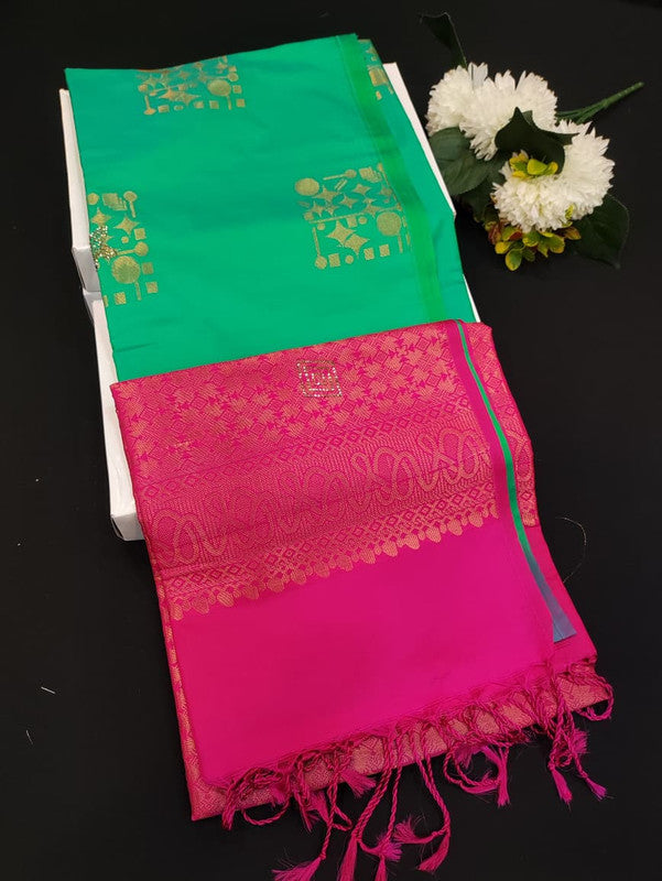 Mehandi Luxury Semi Silk Saree for Party Wear