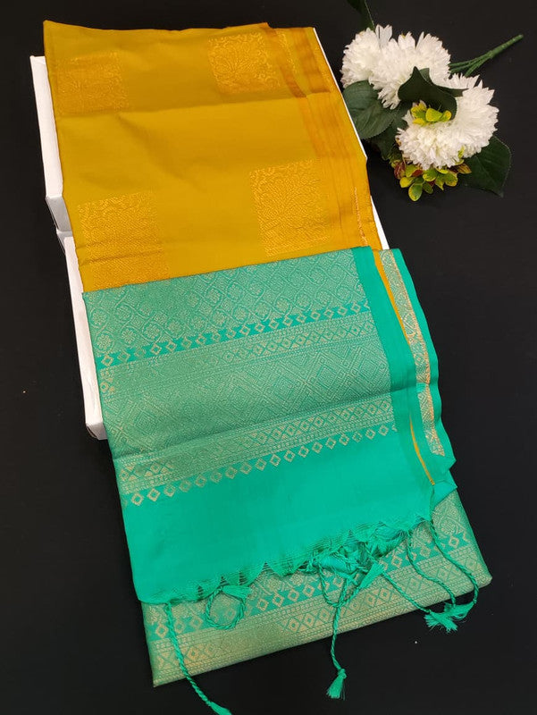 Mehandi Luxury Semi Silk Saree for Party Wear