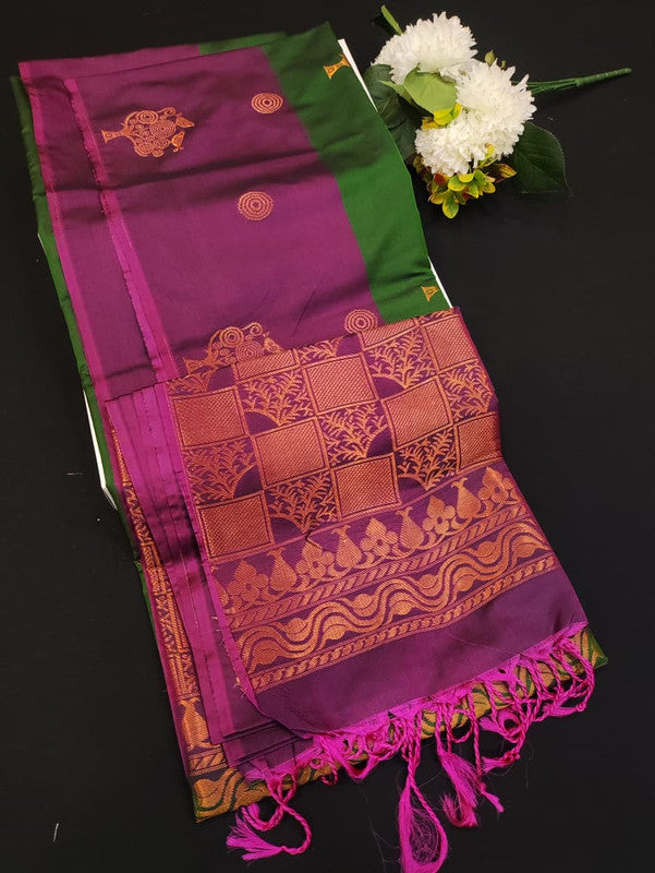 Mehandi Luxury Semi Silk Saree for Party Wear