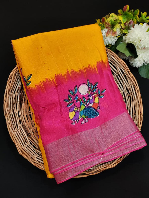 Fancy Saree for Party Wear with Plain Contrast Blouse