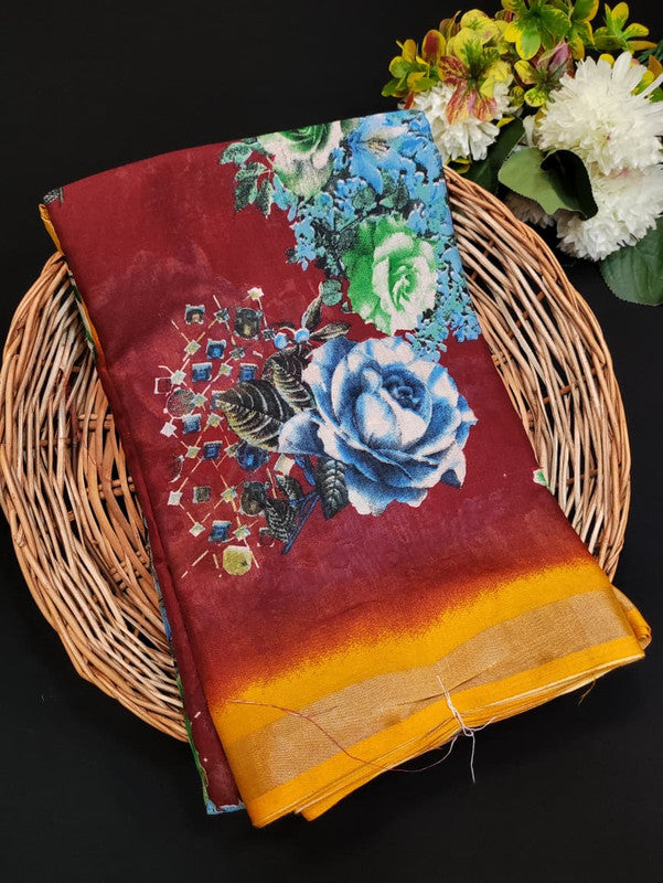 Fancy Saree for Party Wear with Plain Contrast Blouse