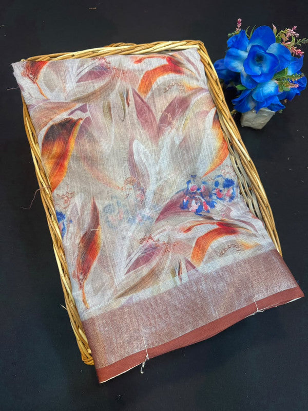 Fancy Saree for Party Wear with Plain Contrast Blouse