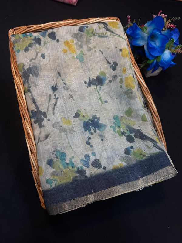Fancy Saree for Party Wear with Plain Contrast Blouse