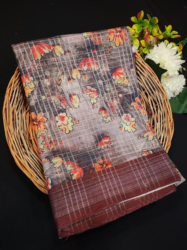 Fancy Saree for Party Wear with Plain Contrast Blouse