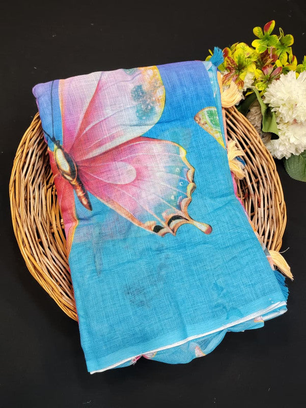Fancy Saree for Party Wear with Plain Contrast Blouse