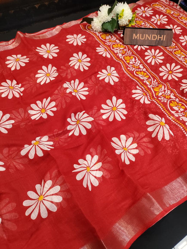 Flower Soft Linen Saree | Elegant Saree|Take 5 Saree Each saree Rs.199/ FL14 - Sri Sakthi Pugazh Tex - Soft Linen
