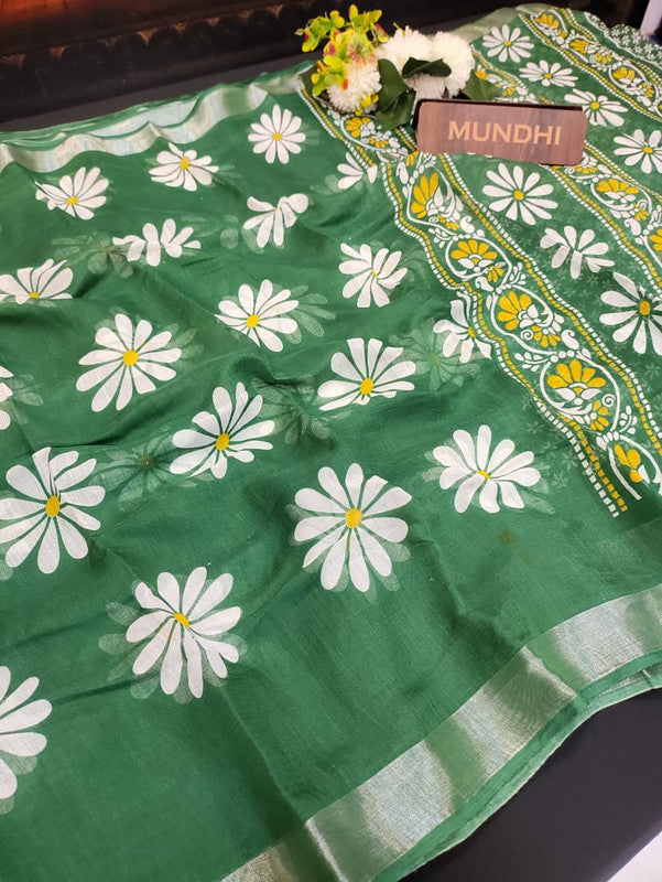 Flower Soft Linen Saree | Elegant Saree|Take 5 Saree Each saree Rs.199/ FL14 - Sri Sakthi Pugazh Tex - Soft Linen