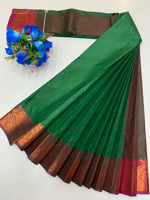 Premium Poontamil Soft Silk Saree with Jacquard Blouse for Festival Wear