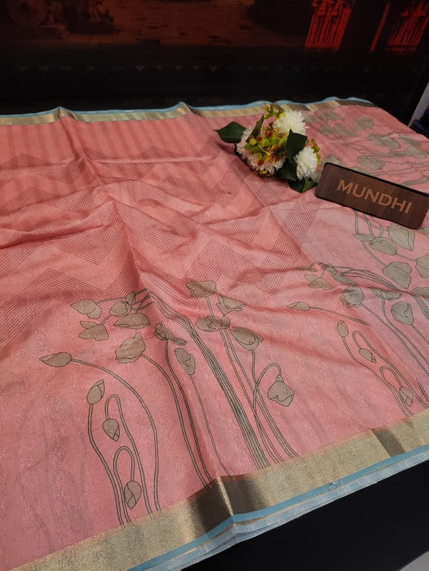 Siddhanth Fancy Saree with zari work and printed design for women