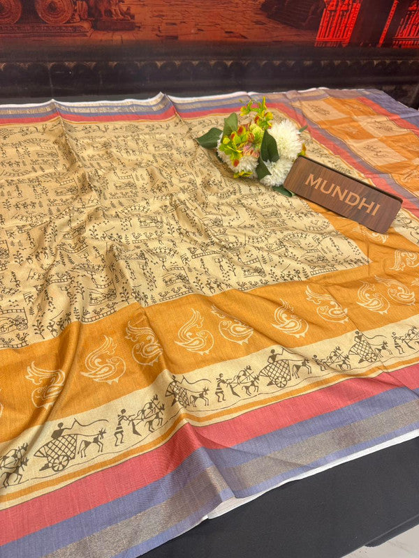 Siddhanth Fancy Saree with zari work and printed design for women
