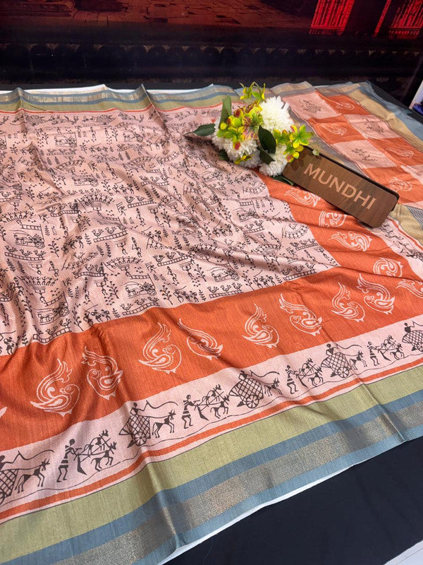 Siddhanth Fancy Saree with zari work and printed design for women