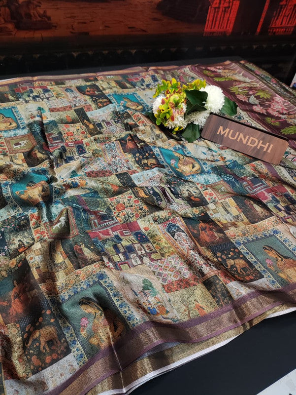 Indian Canvas Saree in Fancy Type fabric for wedding wear