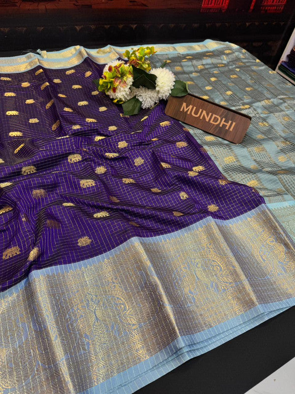 Banarasi Checked Saree in Banarasi fabric for wedding wear