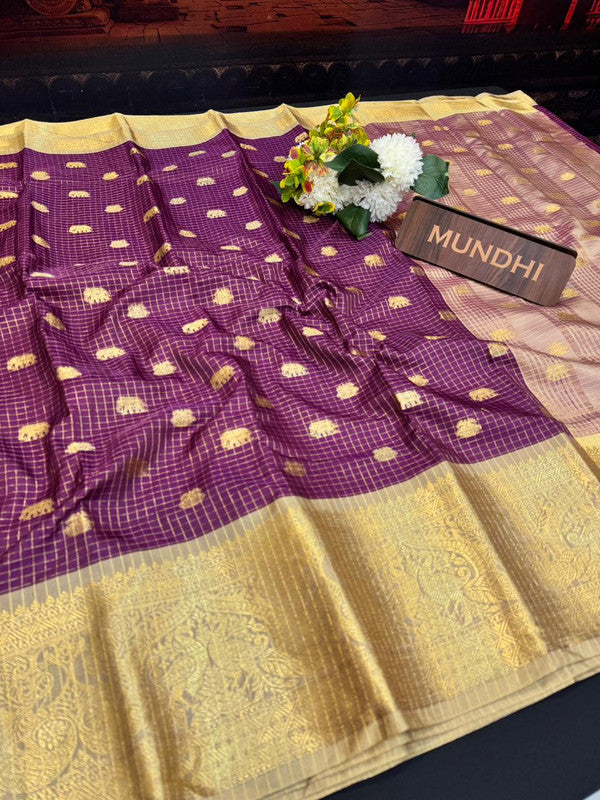 Banarasi Checked Saree in Banarasi fabric for wedding wear