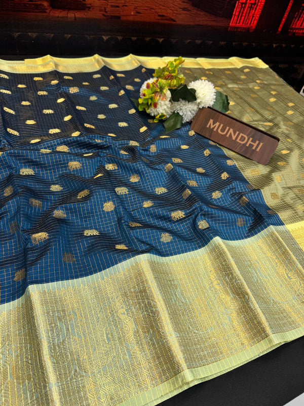 Banarasi Checked Saree in Banarasi fabric for wedding wear